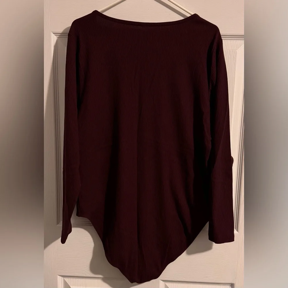 Old Navy Square Neck Ribbed Bodysuit Set of 2 (Dusty Pink & Wine) 3X
